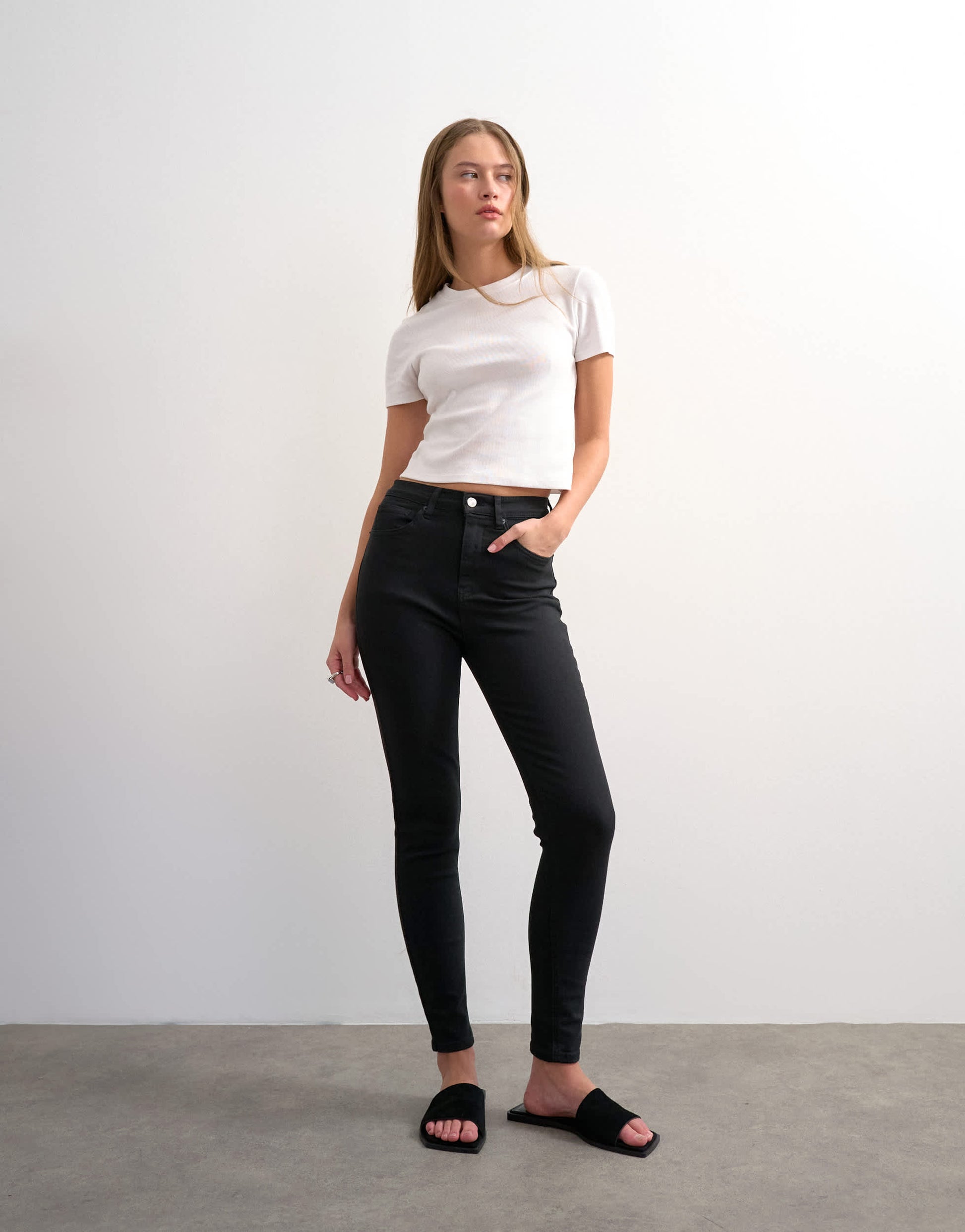 Topshop Jamie skinny high rise jean in black