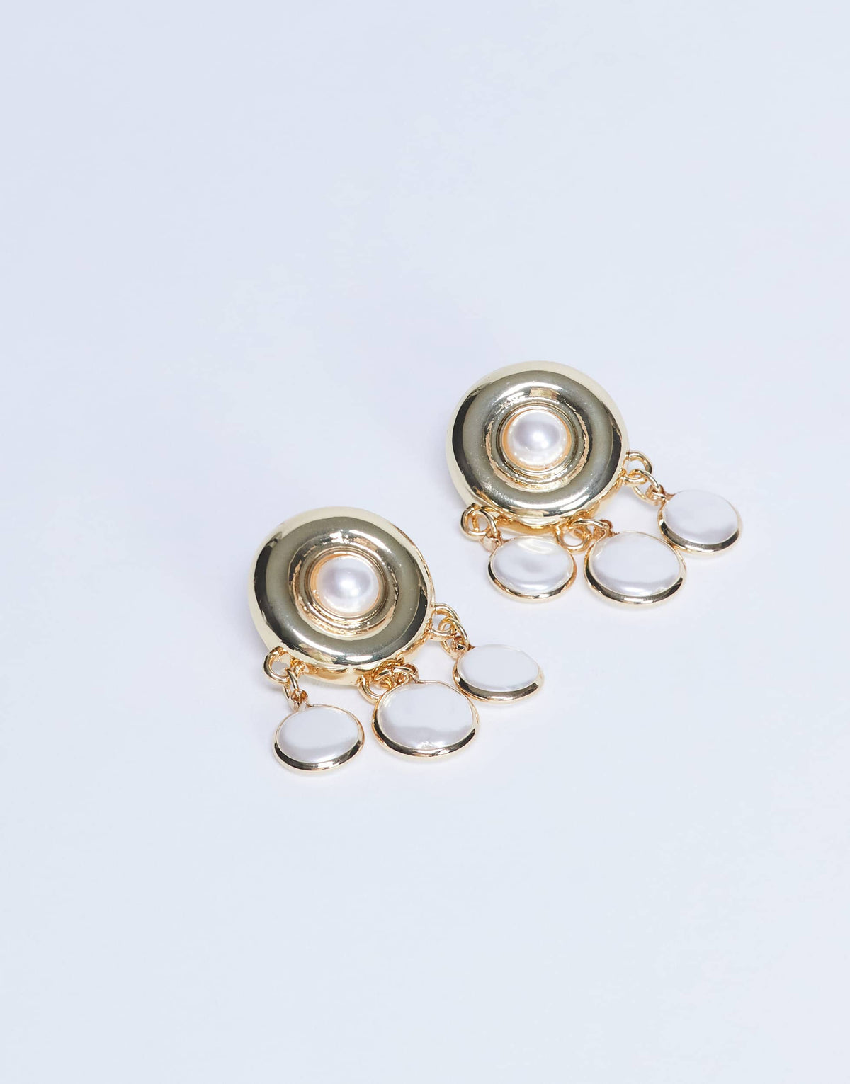Topshop Becca drop earrings in gold and pearl
