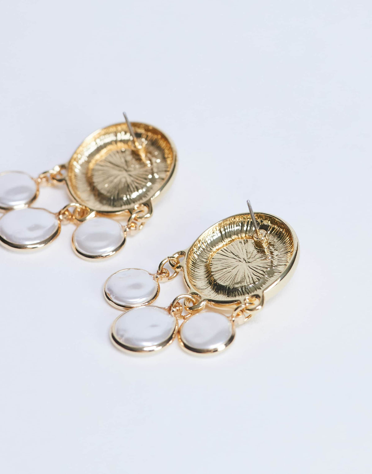 Topshop Becca drop earrings in gold and pearl
