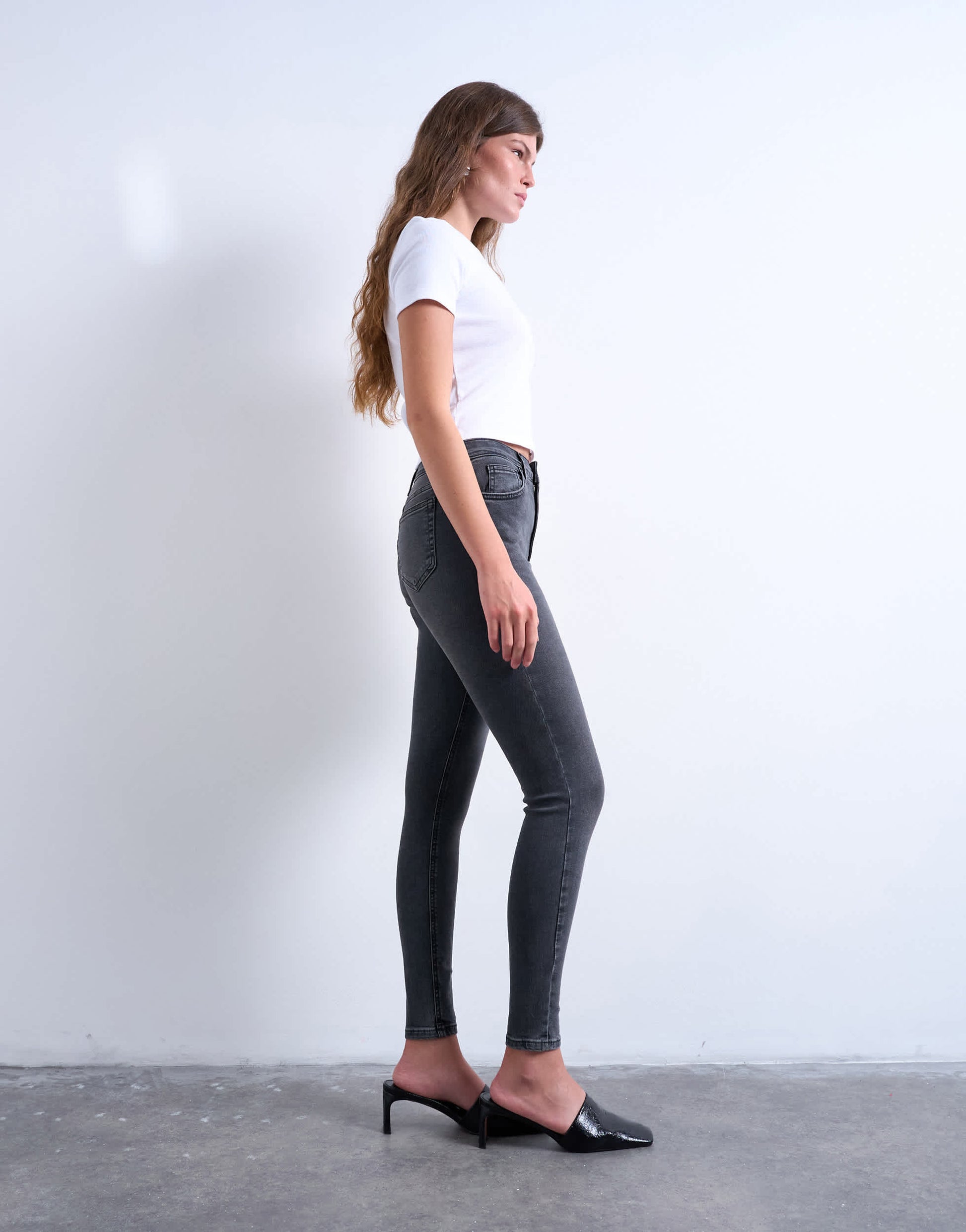 Topshop Jamie skinny high rise jean in washed black