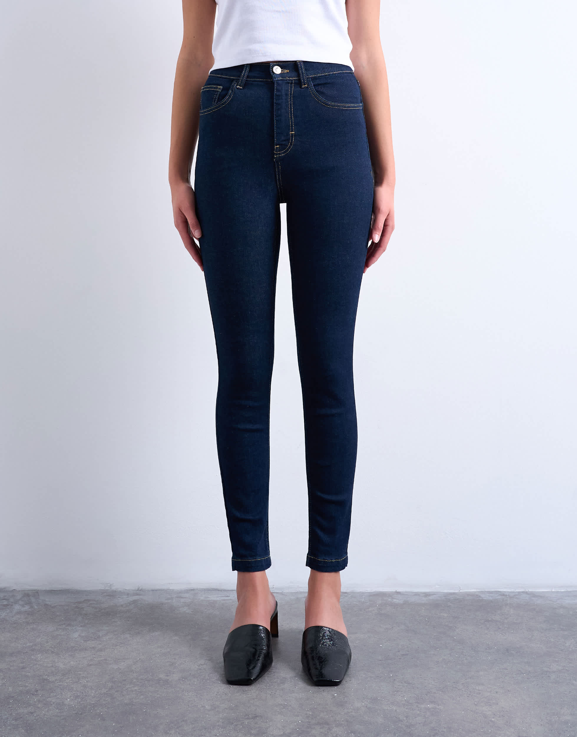 Jean skinny taille haute Topshop Jamie, couleur délavée