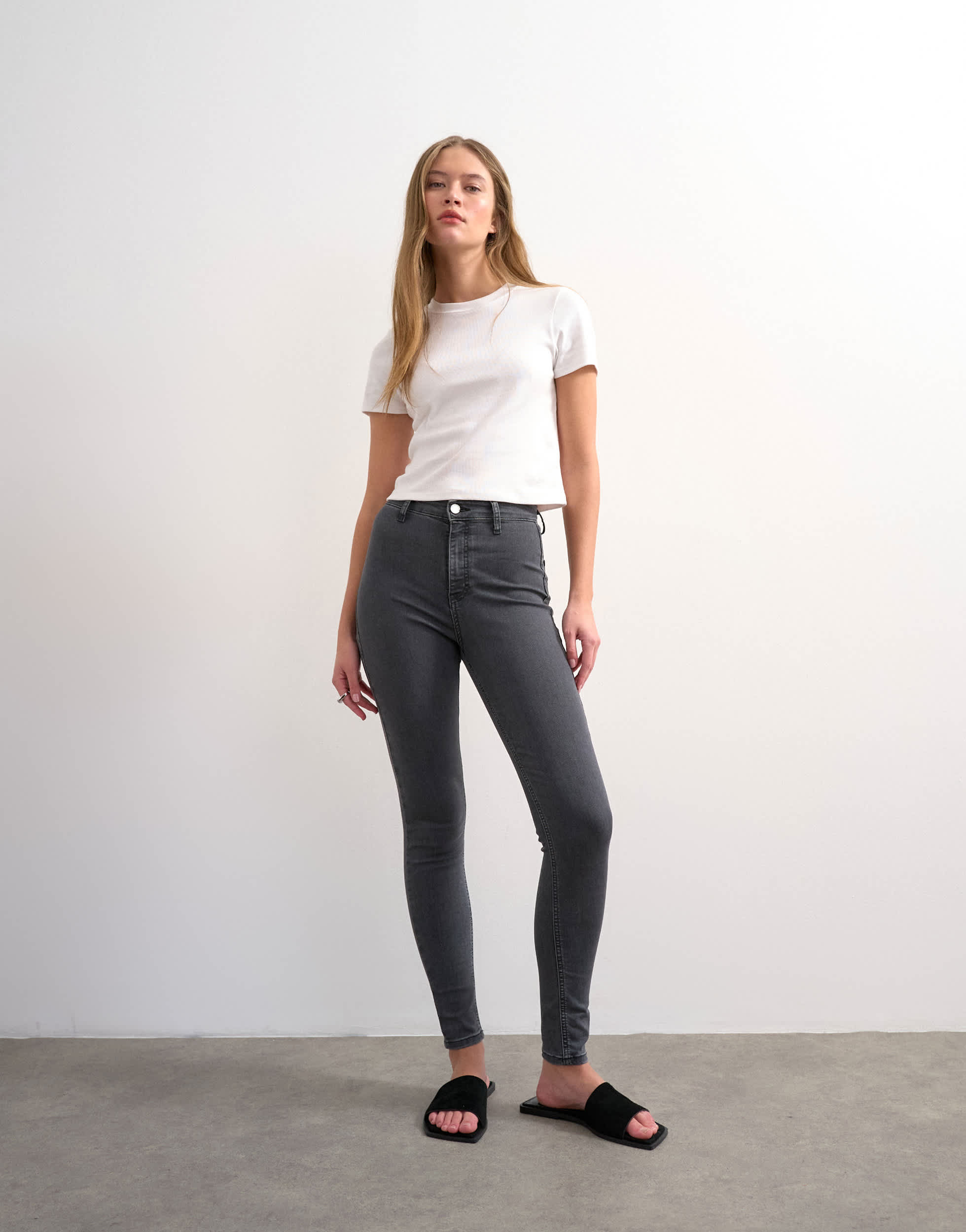 Topshop Joni skinny high rise jean in washed black