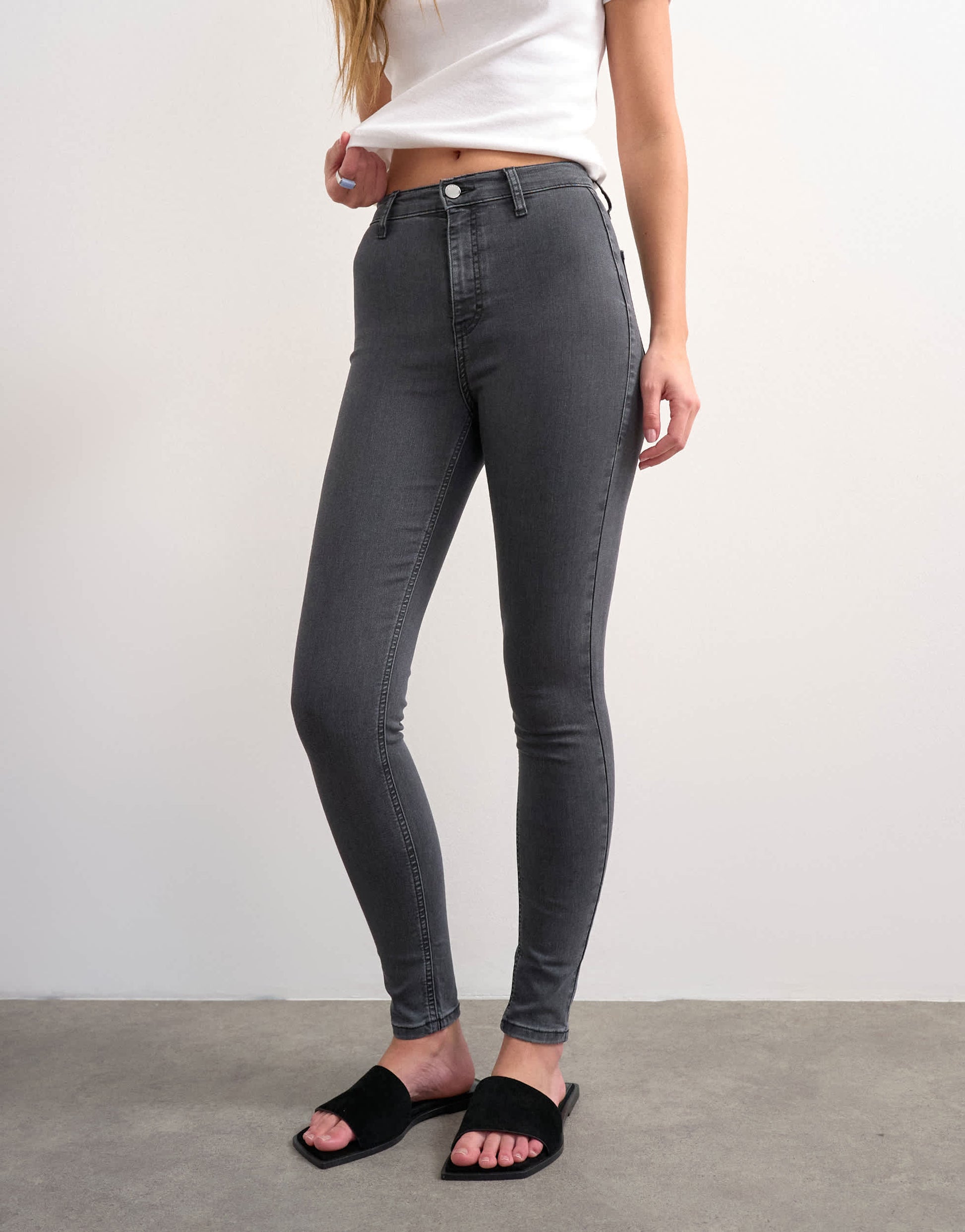 Topshop Joni skinny high rise jean in washed black