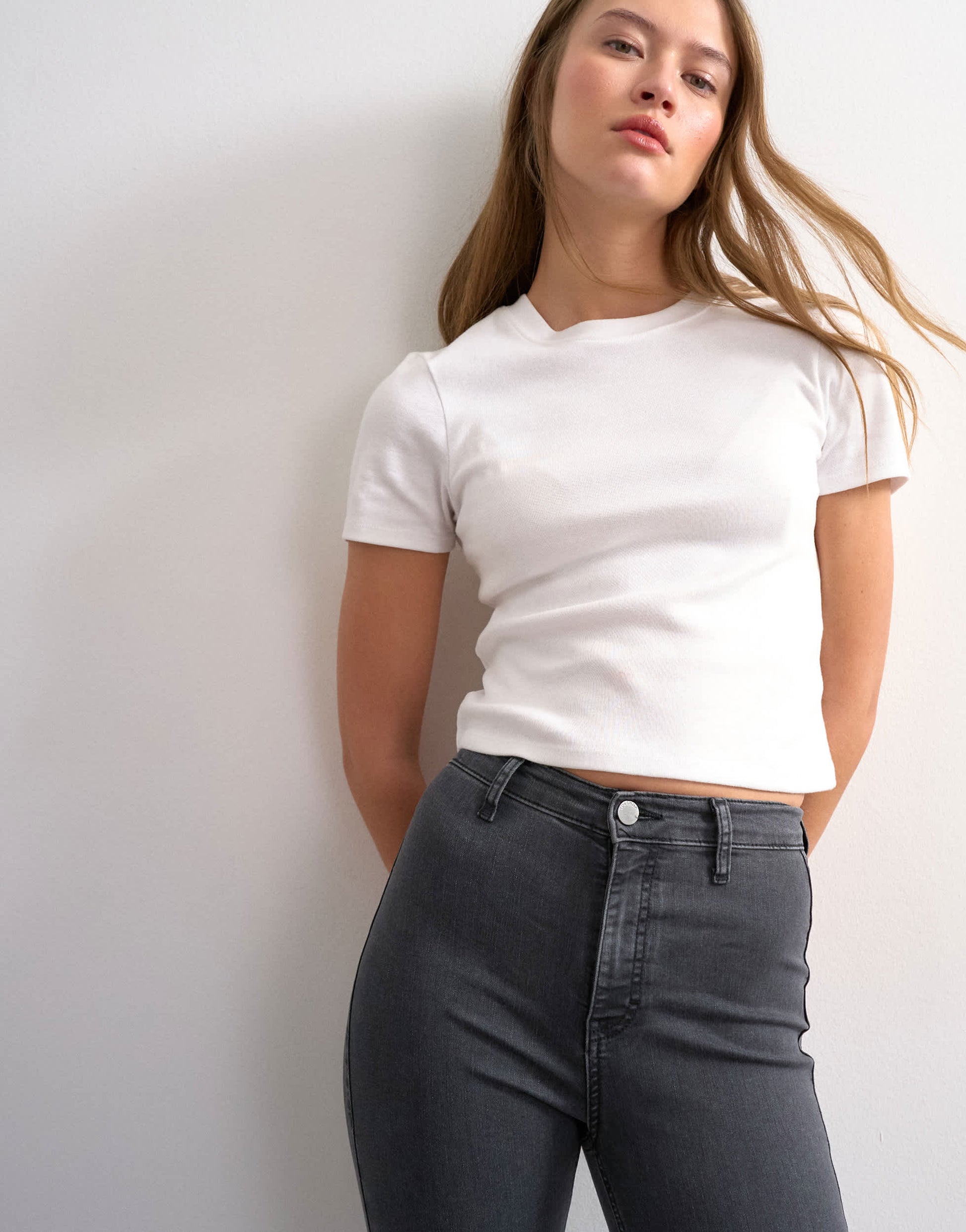 Topshop Joni skinny high rise jean in washed black