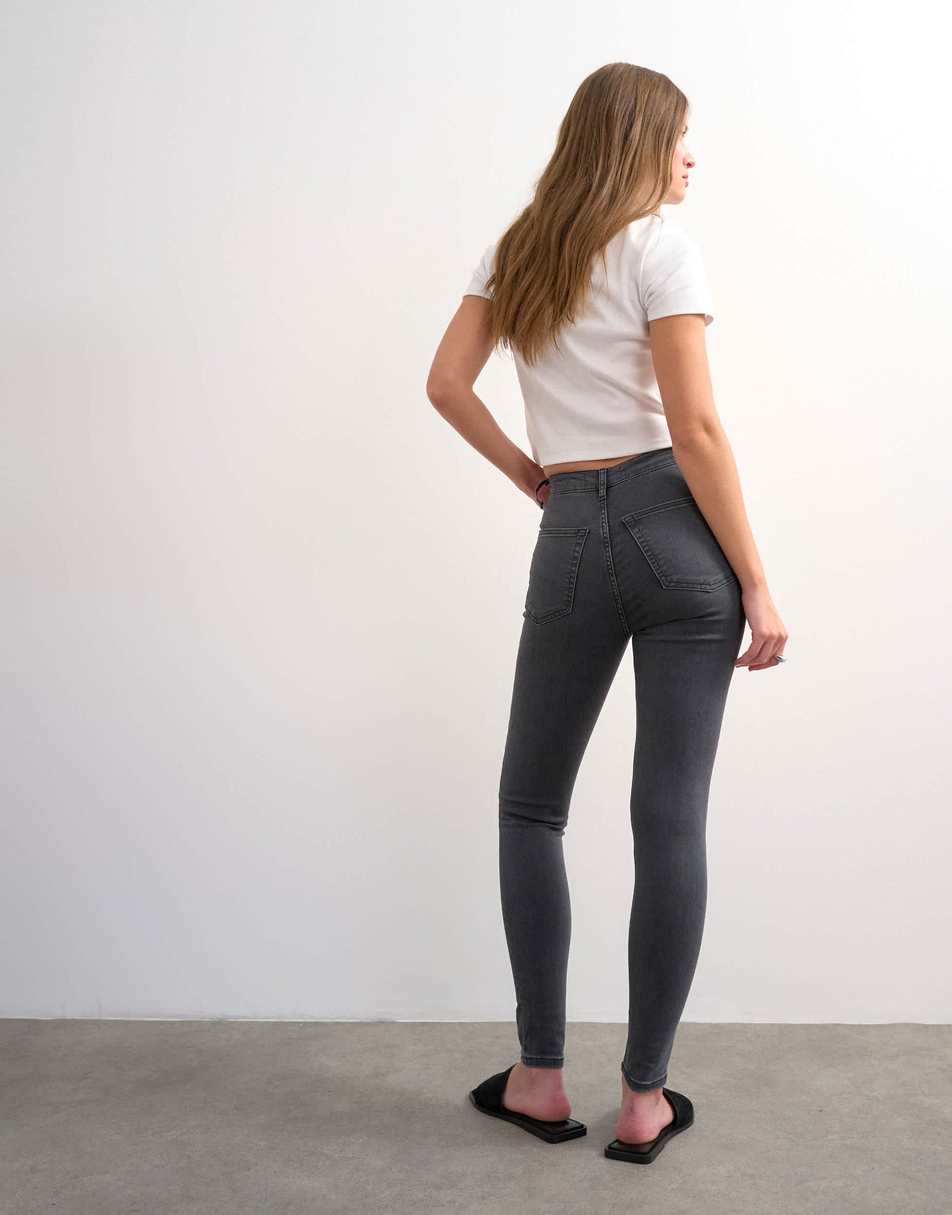 Topshop Joni skinny high rise jean in washed black