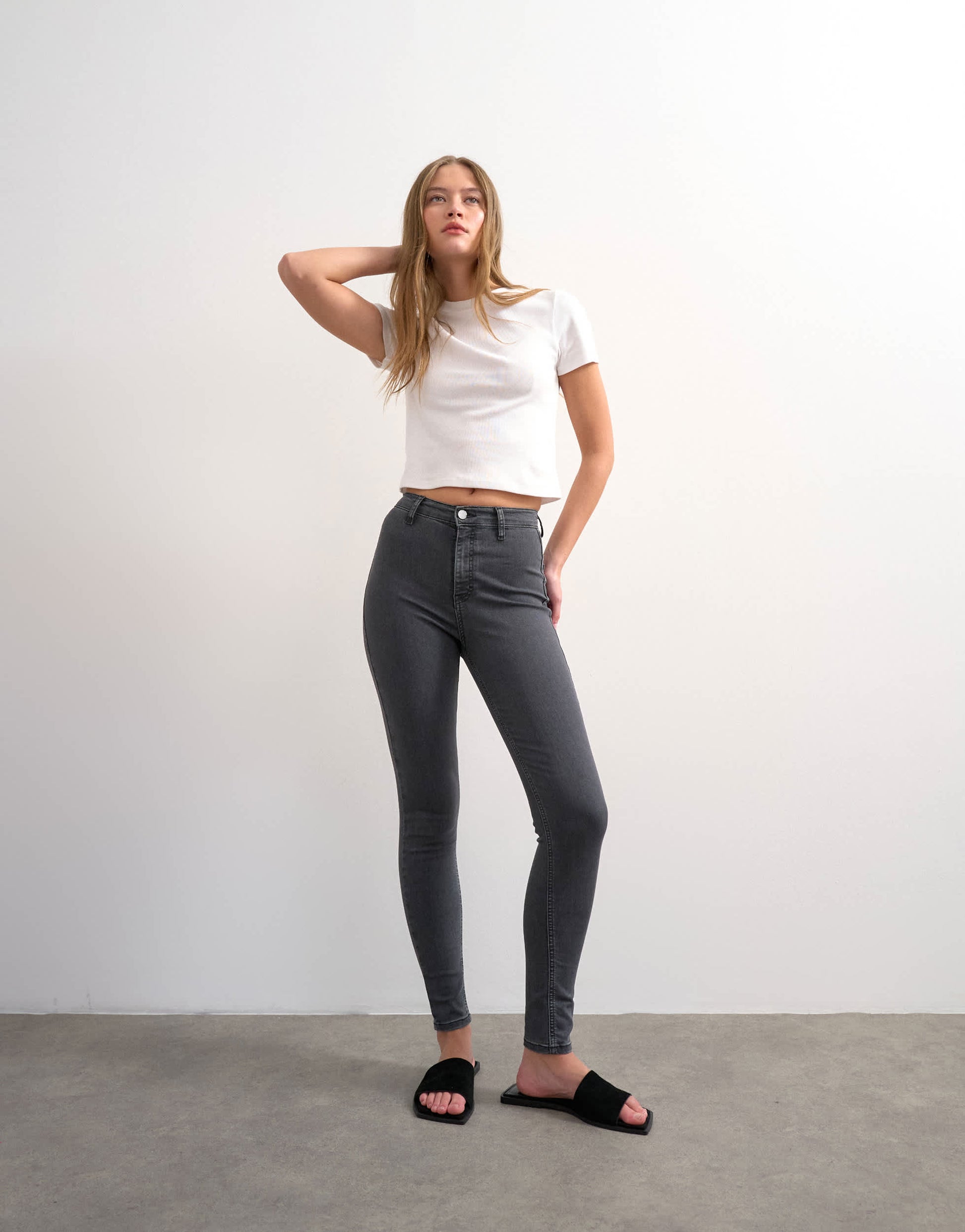 Topshop Joni skinny high rise jean in washed black