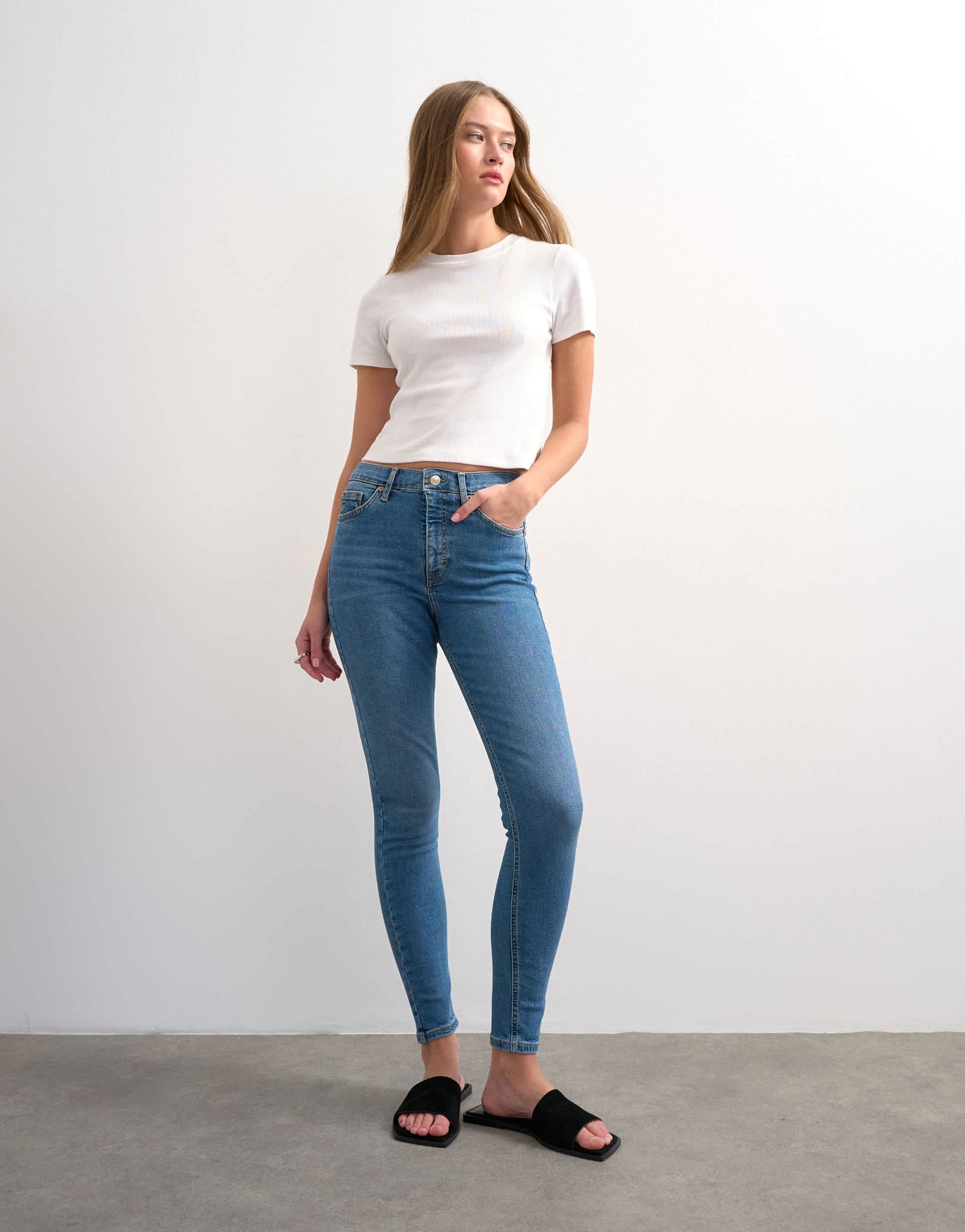 Topshop Jamie skinny high rise jean in vintage blue