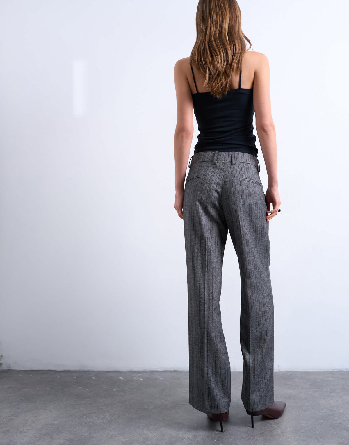 Topshop co ord herringbone stripe slouchy trouser in grey