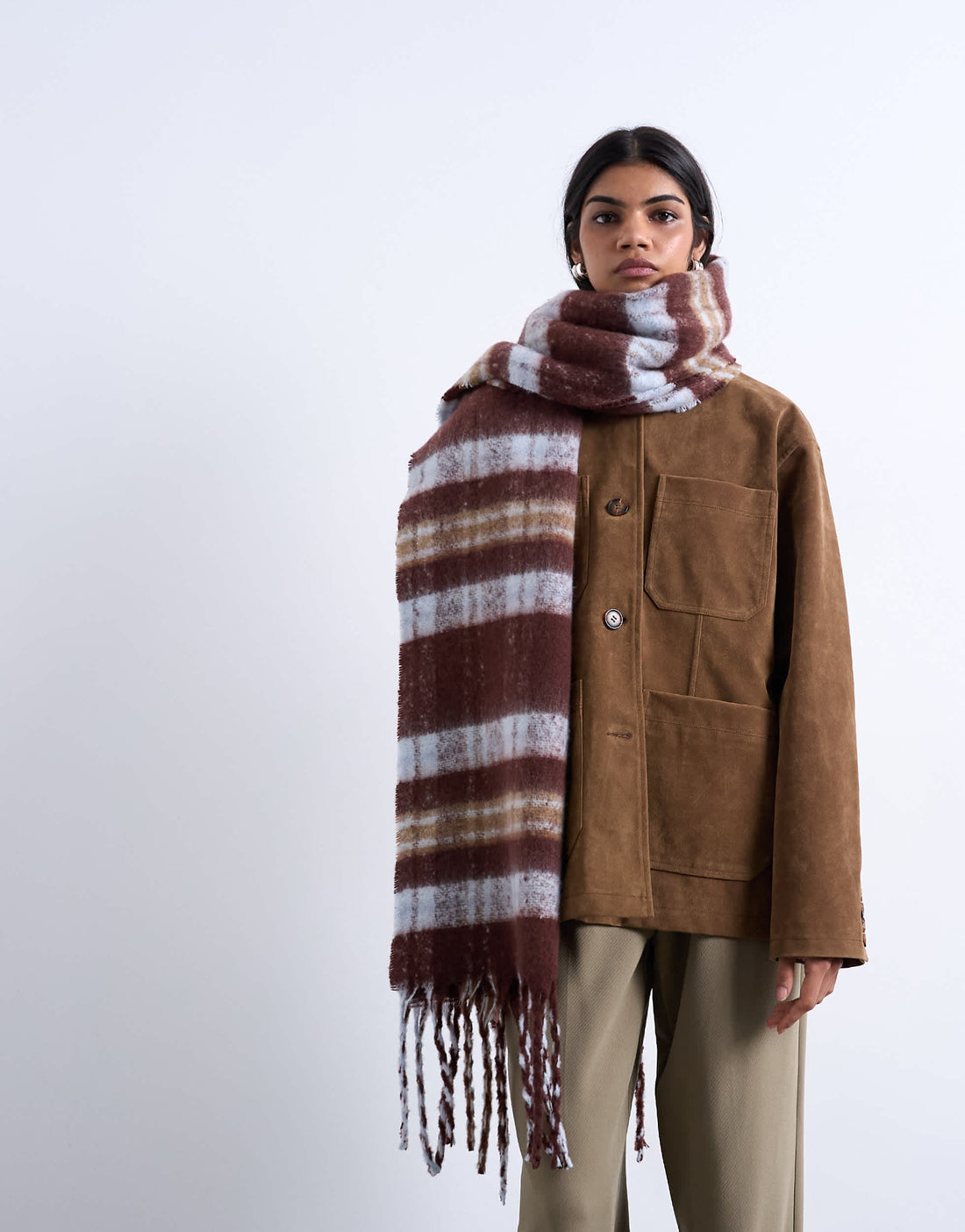 Topshop Sydney blanket scarf in choc check