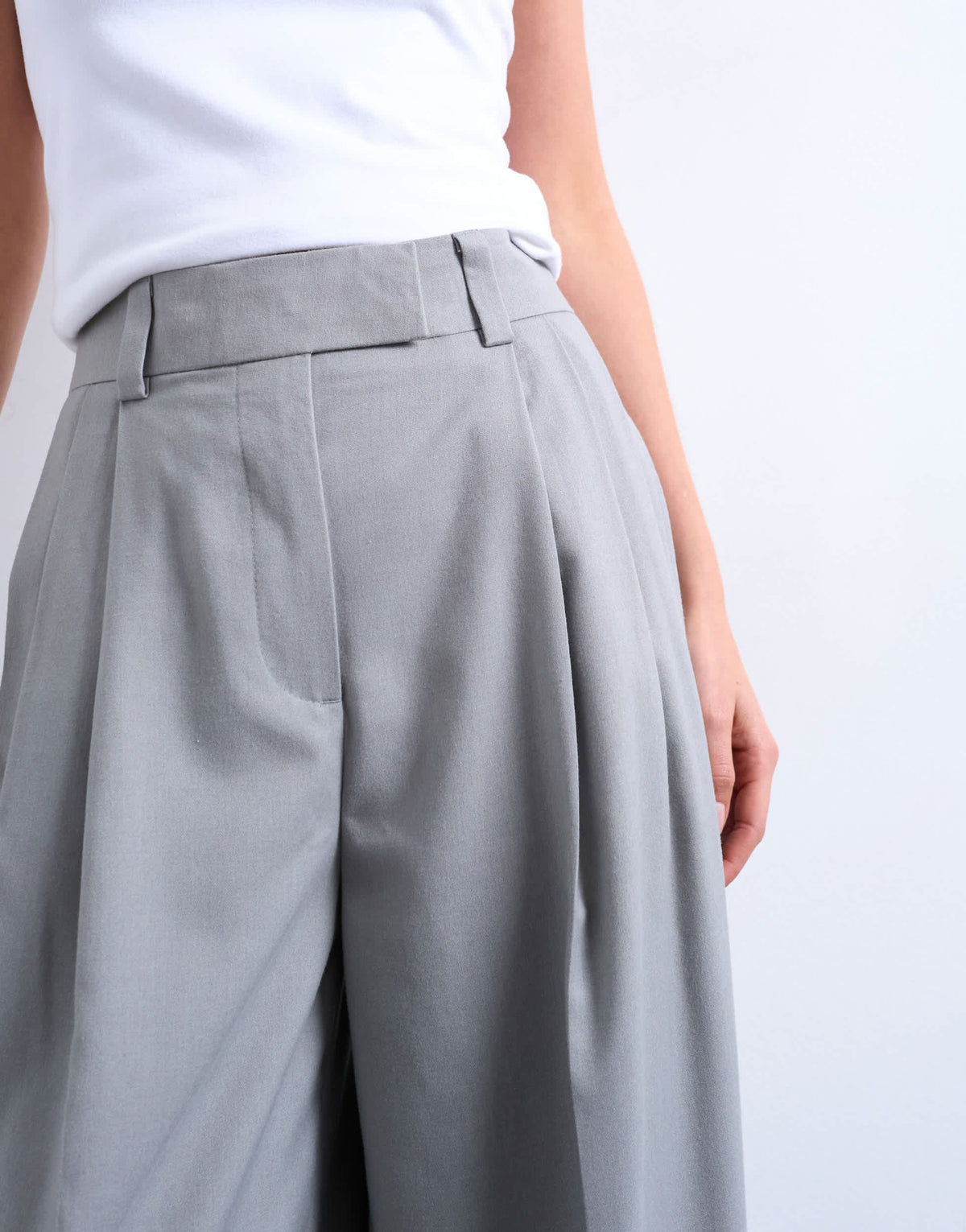 Topshop high waisted two pleat tailored trouser in light grey