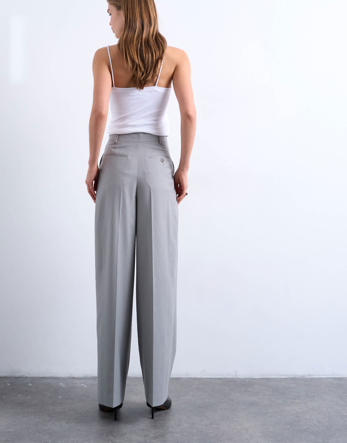 Topshop high waisted two pleat tailored trouser in light grey