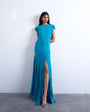 Topshop cowl back flutter sleeve maxi dress in airforce blue