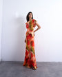 Topshop cowl back flutter sleeve maxi dress in abstract floral