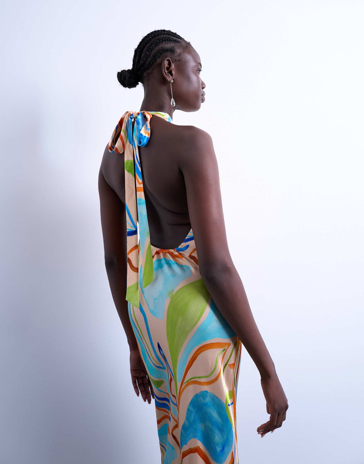 Topshop halter neck maxi dress in blue boutique print
