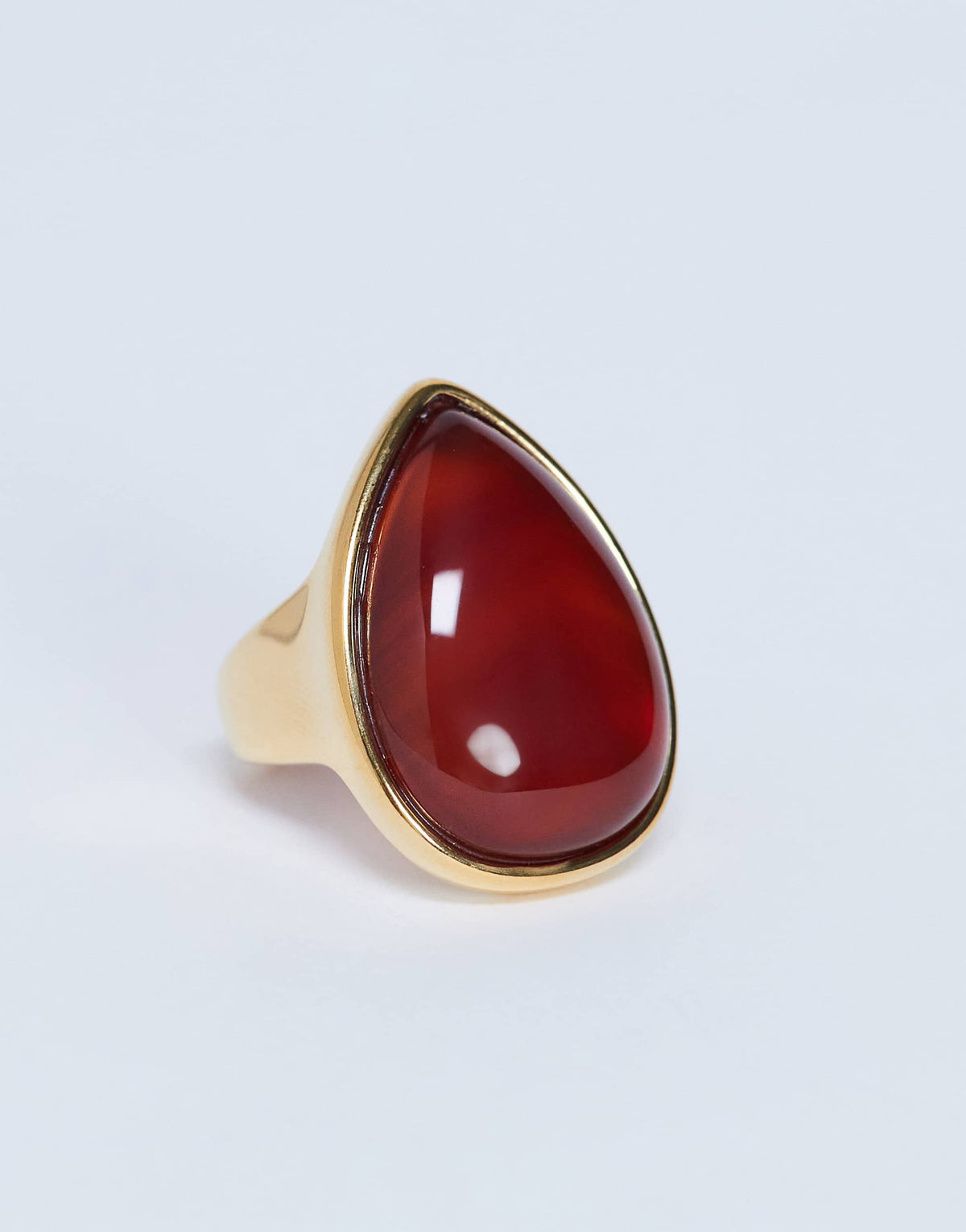 Topshop Remi waterproof stainless steel ring with semi precious stone in gold and burnt orange