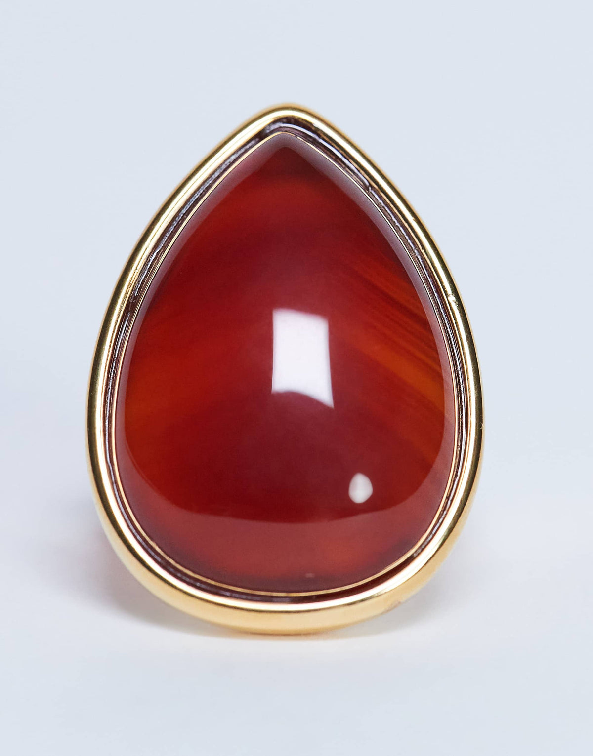 Topshop Remi waterproof stainless steel ring with semi precious stone in gold and burnt orange