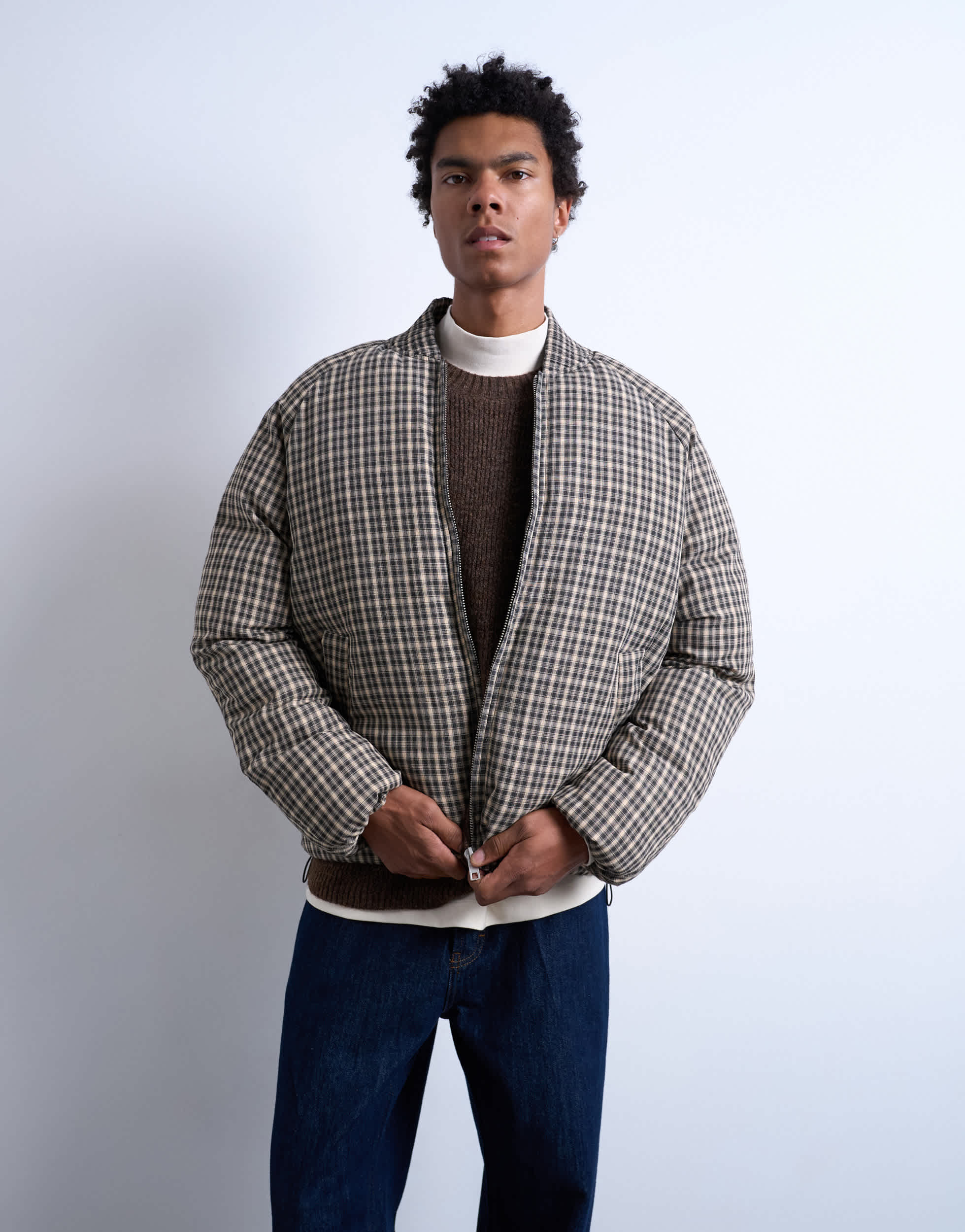 Puffer à carreaux Topman noir
