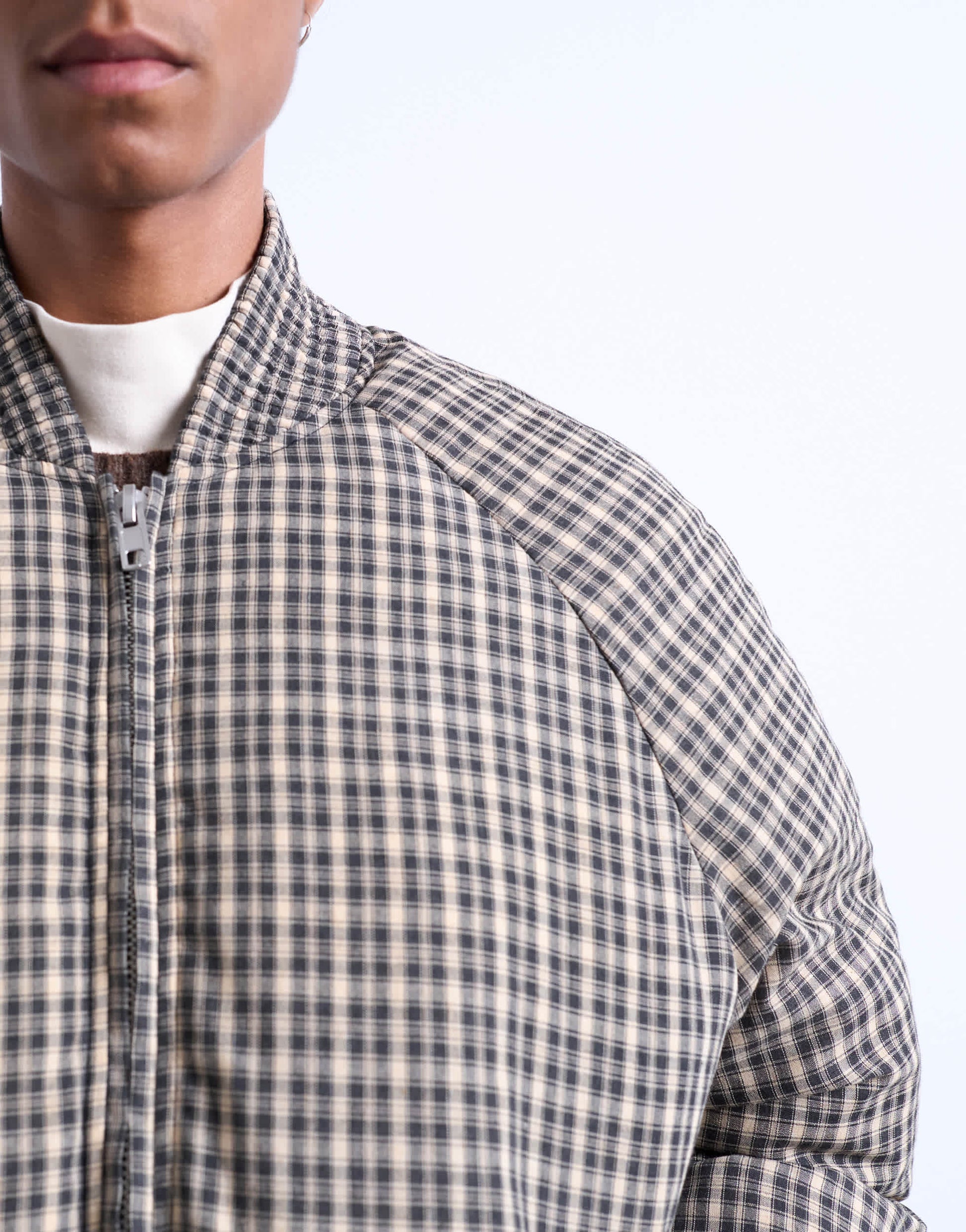 Topman checked puffer in black