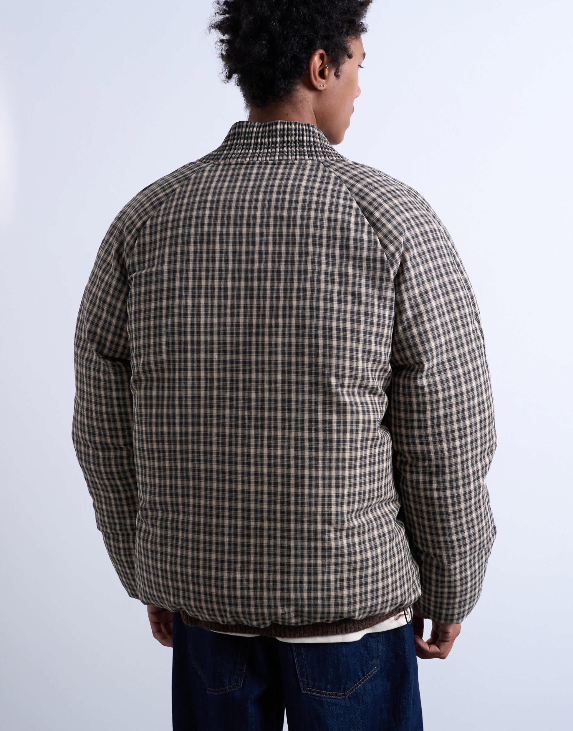 Topman checked puffer in black