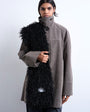 Topshop Sara shaggy faux fur blanket scarf in black