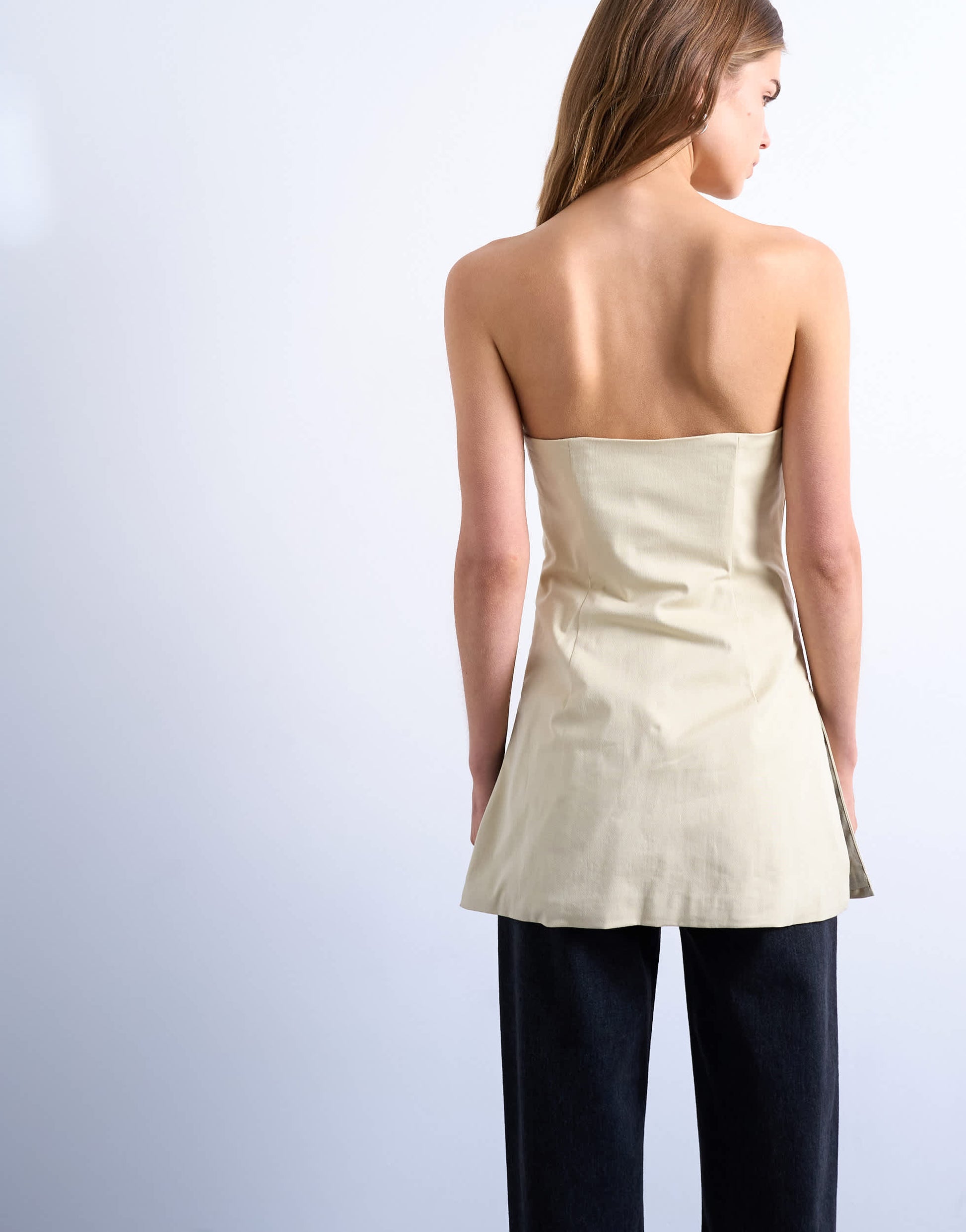 Topshop clean longline tunic bandeau top in buttermilk