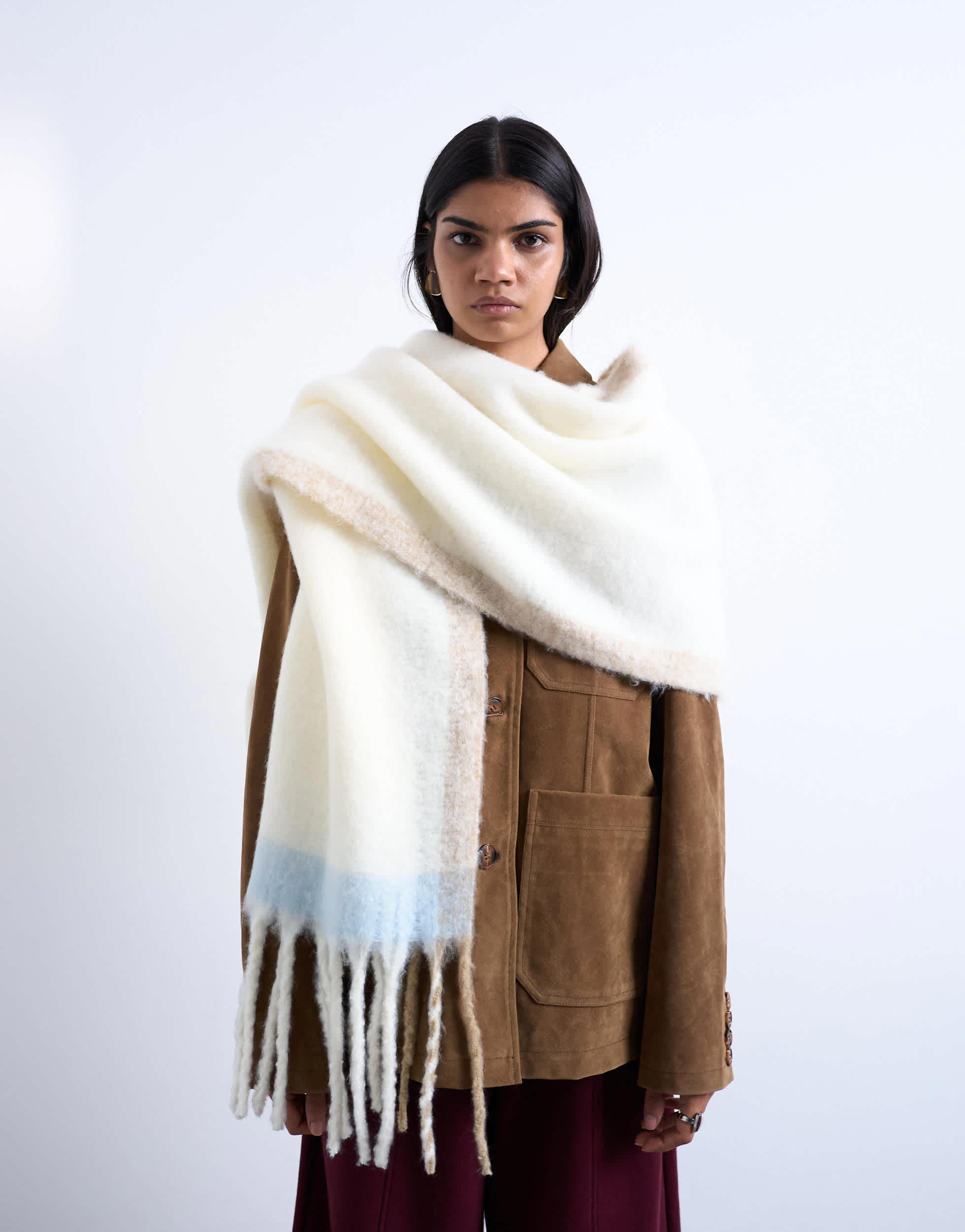 Topshop Sydney blanket scarf in beige