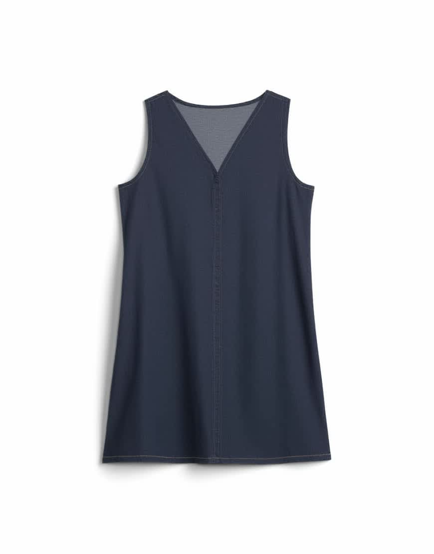 Topshop denim mini v -neck shift dress in indigo rinse