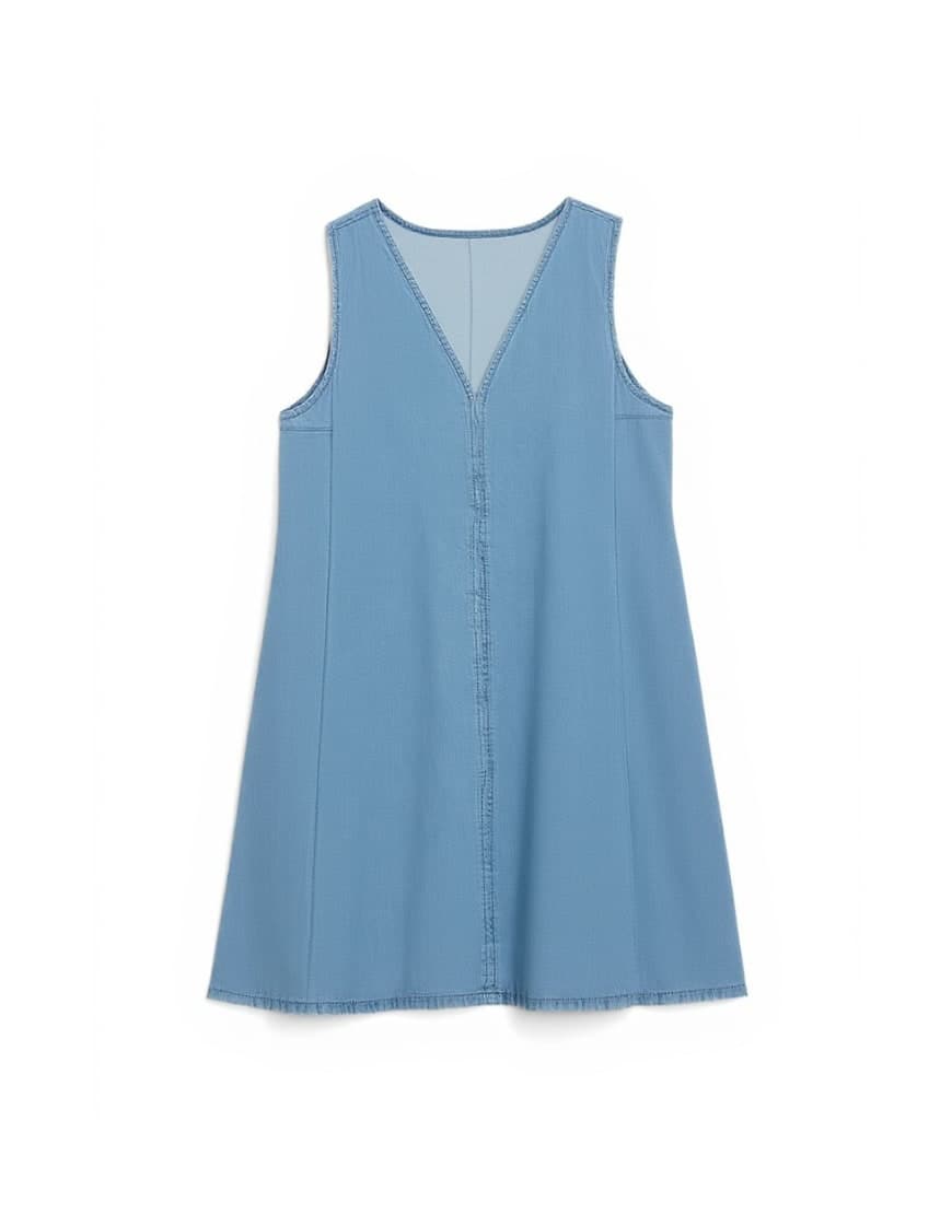 Topshop denim v-neck mini shift dress in bleach