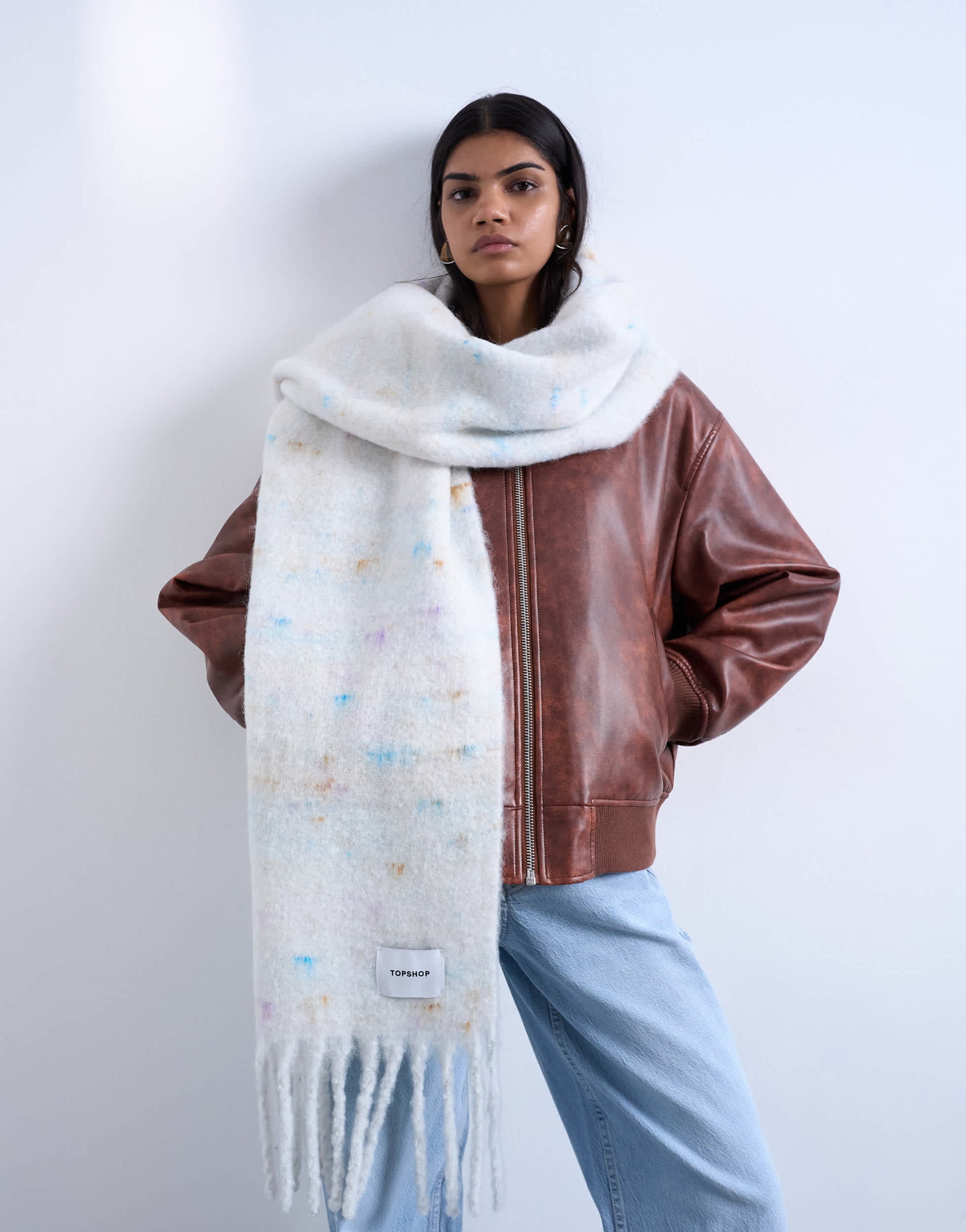 Topshop Sydney blanket scarf in off white