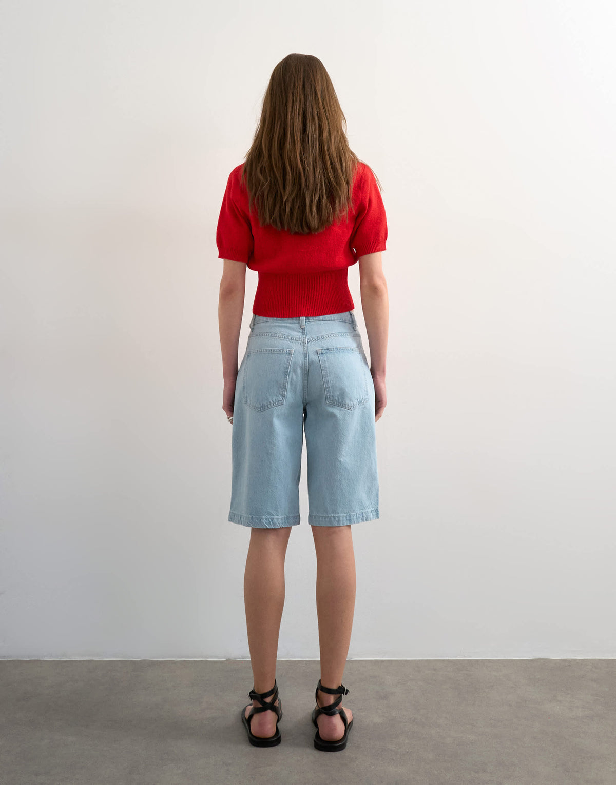 Topshop denim longline short in bleach