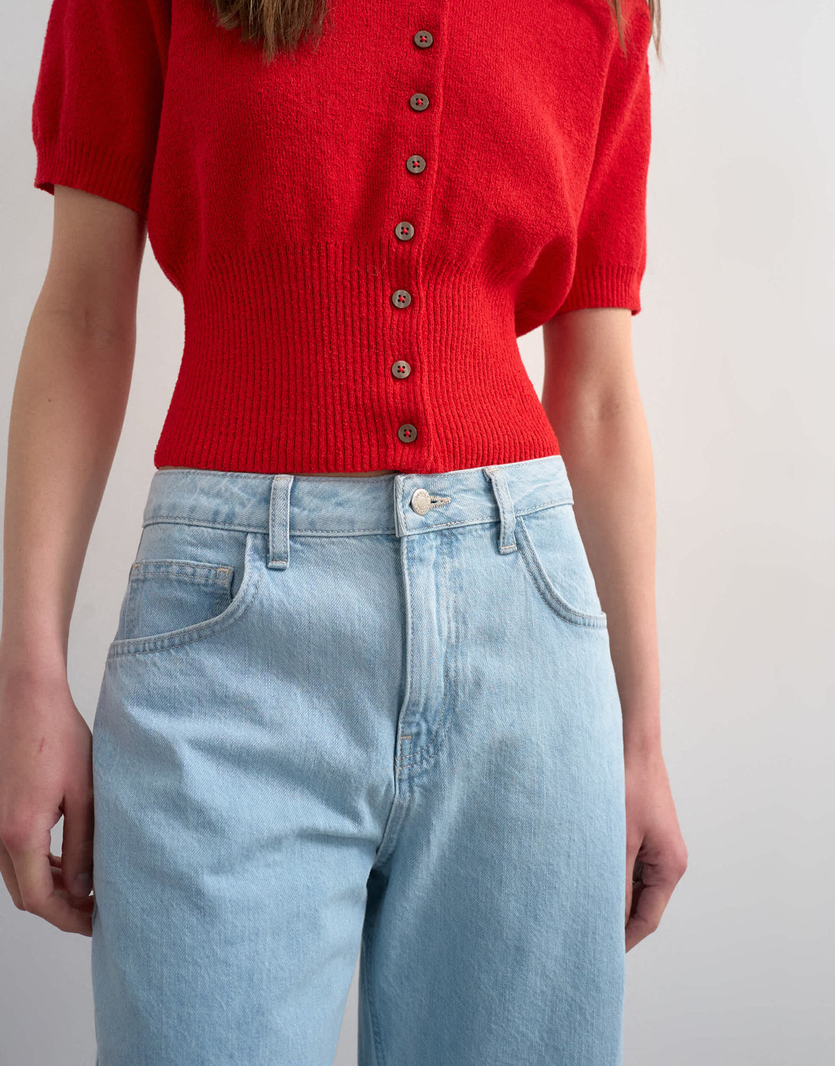 Topshop denim longline short in bleach