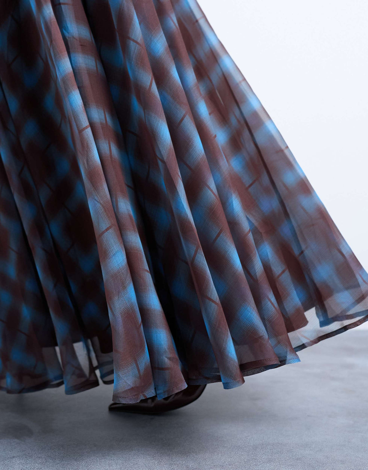 Topshop full circle maxi skirt in blue check