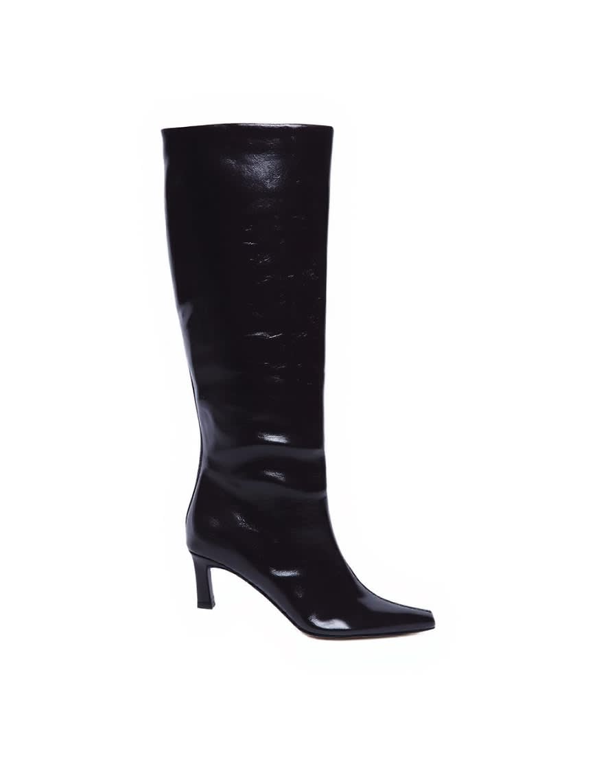 Topshop Tanya point toe knee high boot in dark chocolate
