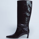 Topshop Tanya point toe knee high boot in dark chocolate