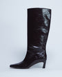 Topshop Tanya point toe knee high boot in dark chocolate