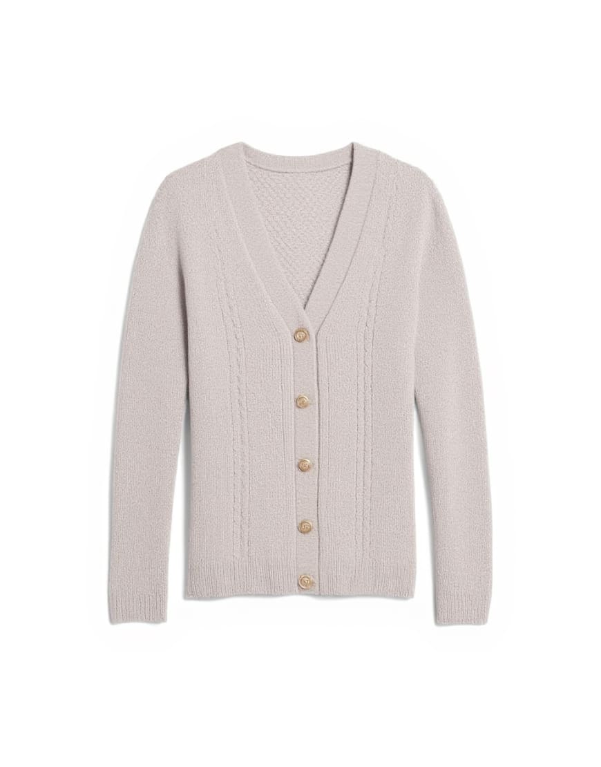 Topman relaxed fit cable knitted cardigan in stone