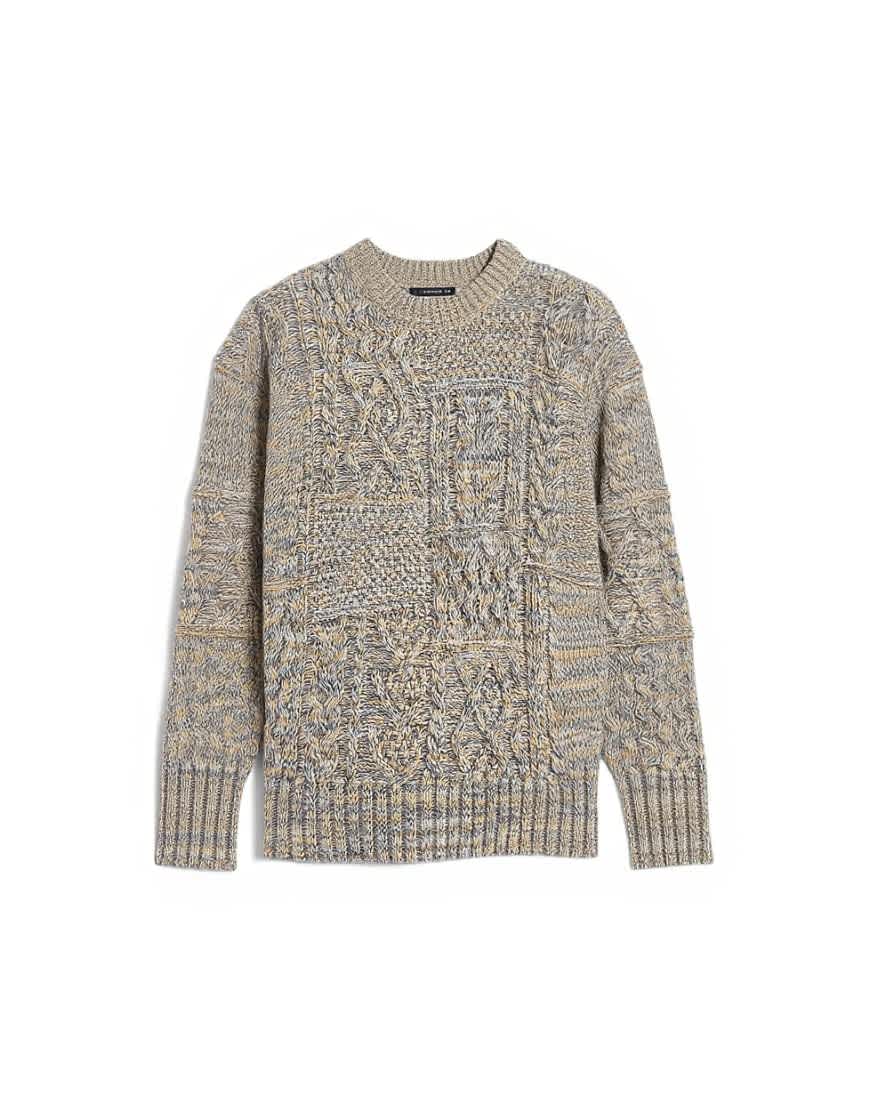 Topman regular fit cable knitted jumper in yellow twist