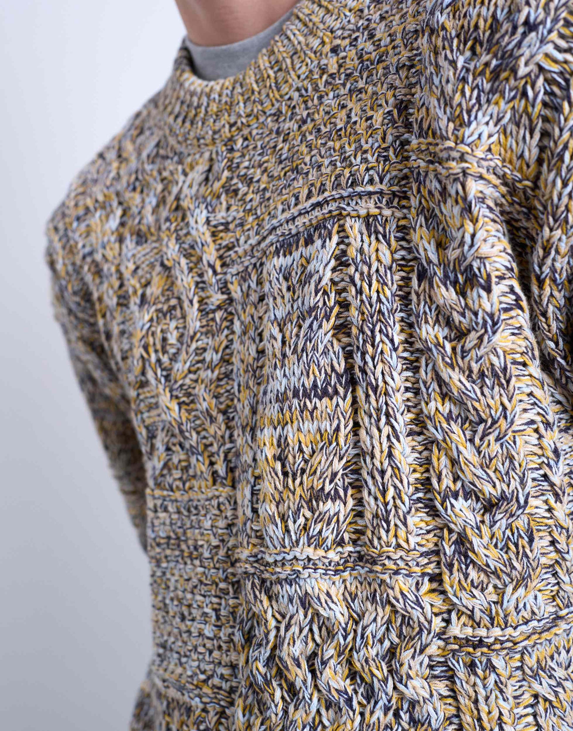 Topman regular fit cable knitted jumper in yellow twist