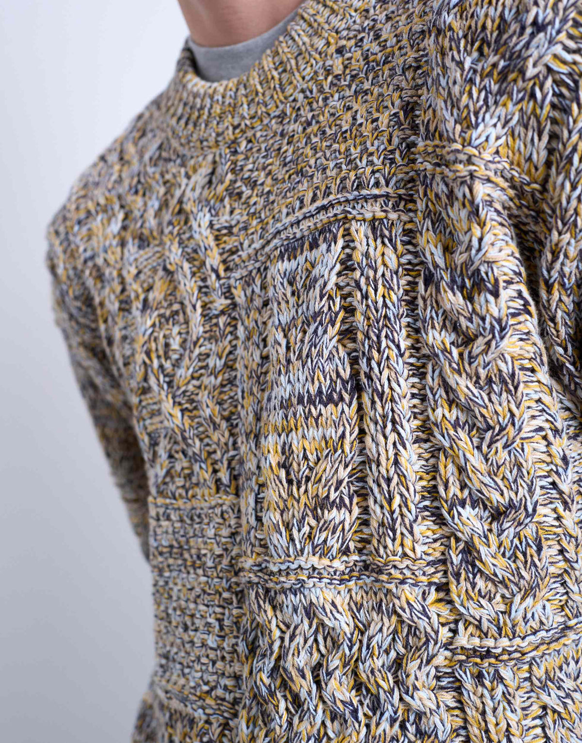 Topman regular fit cable knitted jumper in yellow twist
