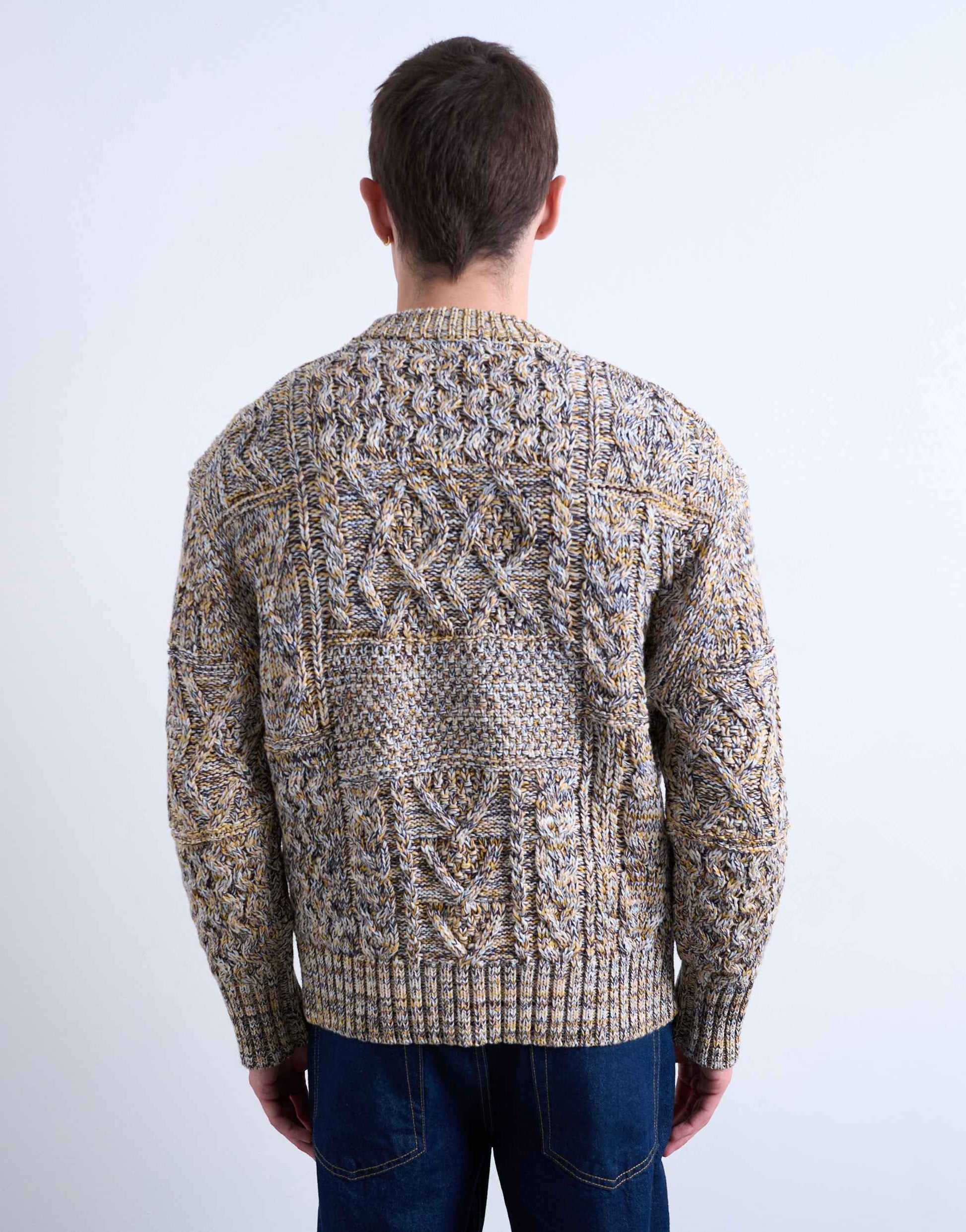 Topman regular fit cable knitted jumper in yellow twist