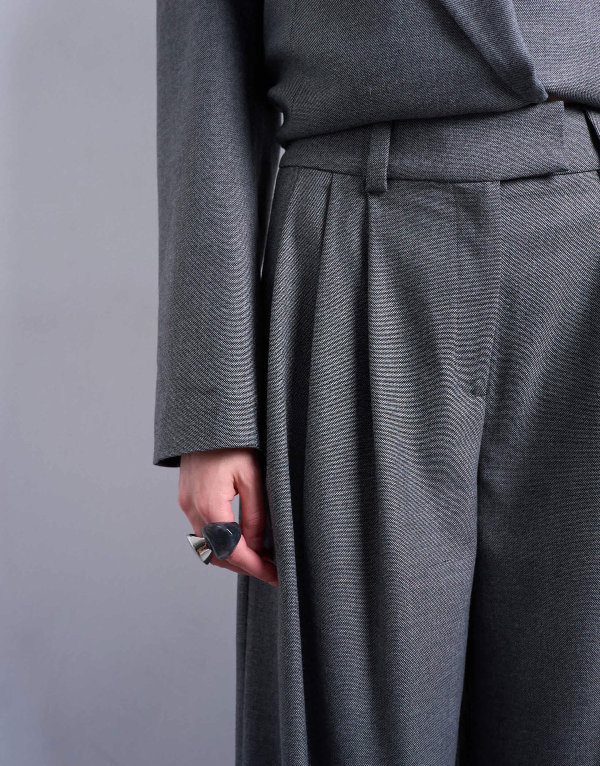 Topshop wide pleat trousers in grey
