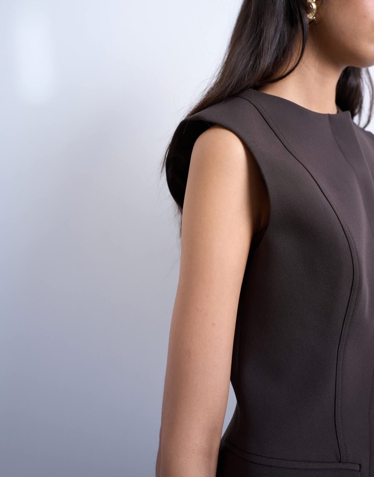 Topshop co ord asymmetric waistcoat in chocolate