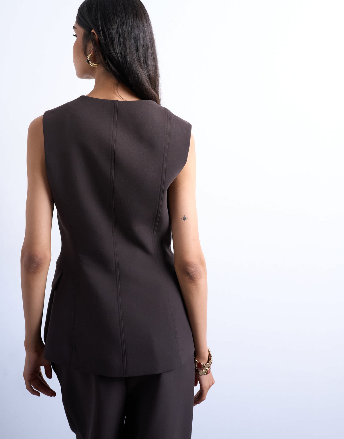 Topshop co ord asymmetric waistcoat in chocolate