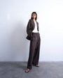 Topshop double pleat suit trouser in brown