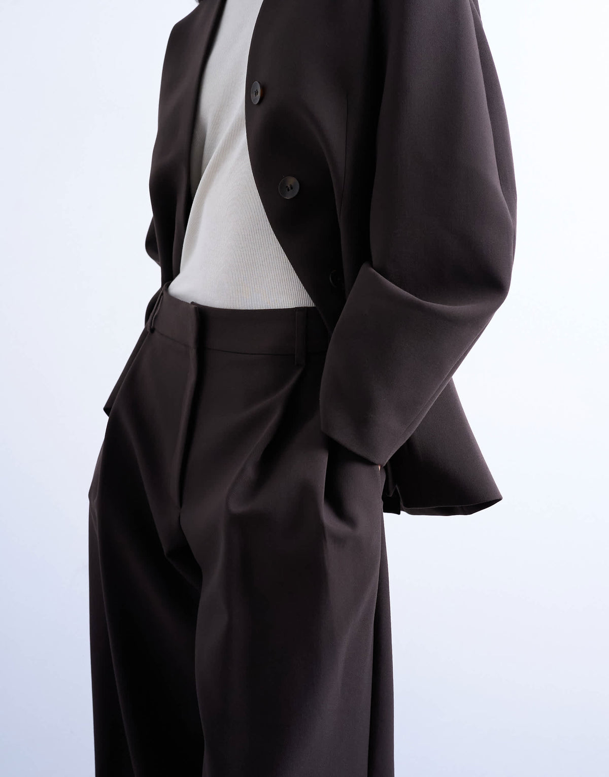 Topshop double pleat suit trouser in brown