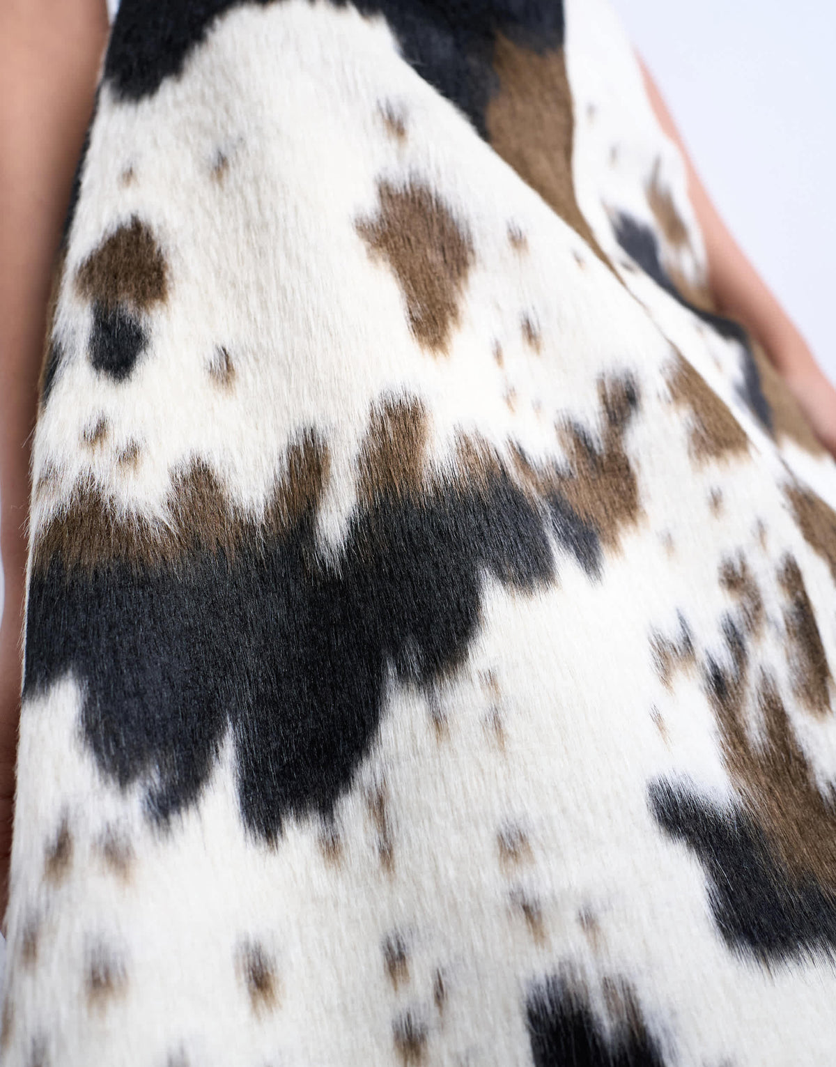Topshop fax fur pony skin a-line midi skirt in cow print