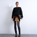 Topshop faux suede patchwork mini skirt in brown