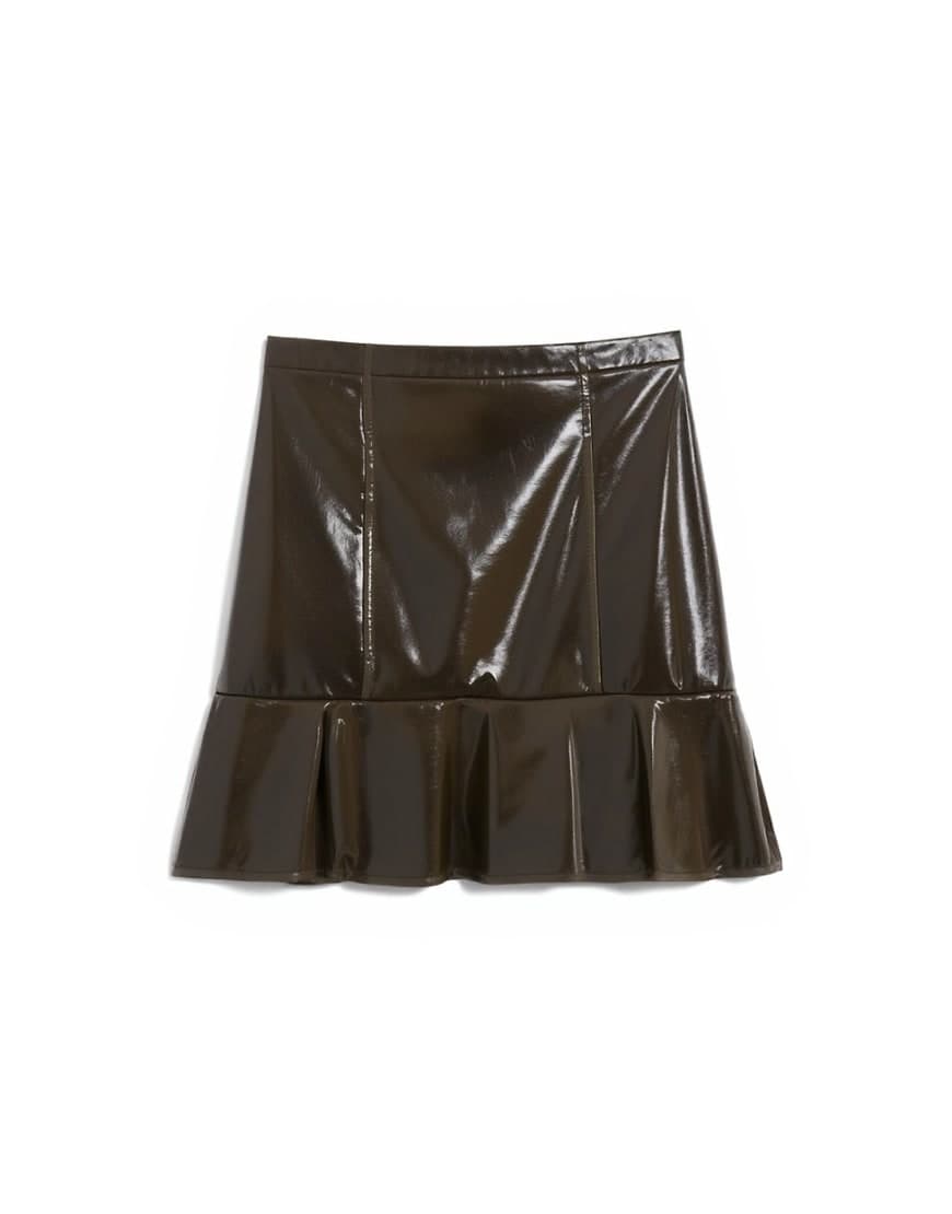 Topshop vinyl peplum hem mini skirt in green
