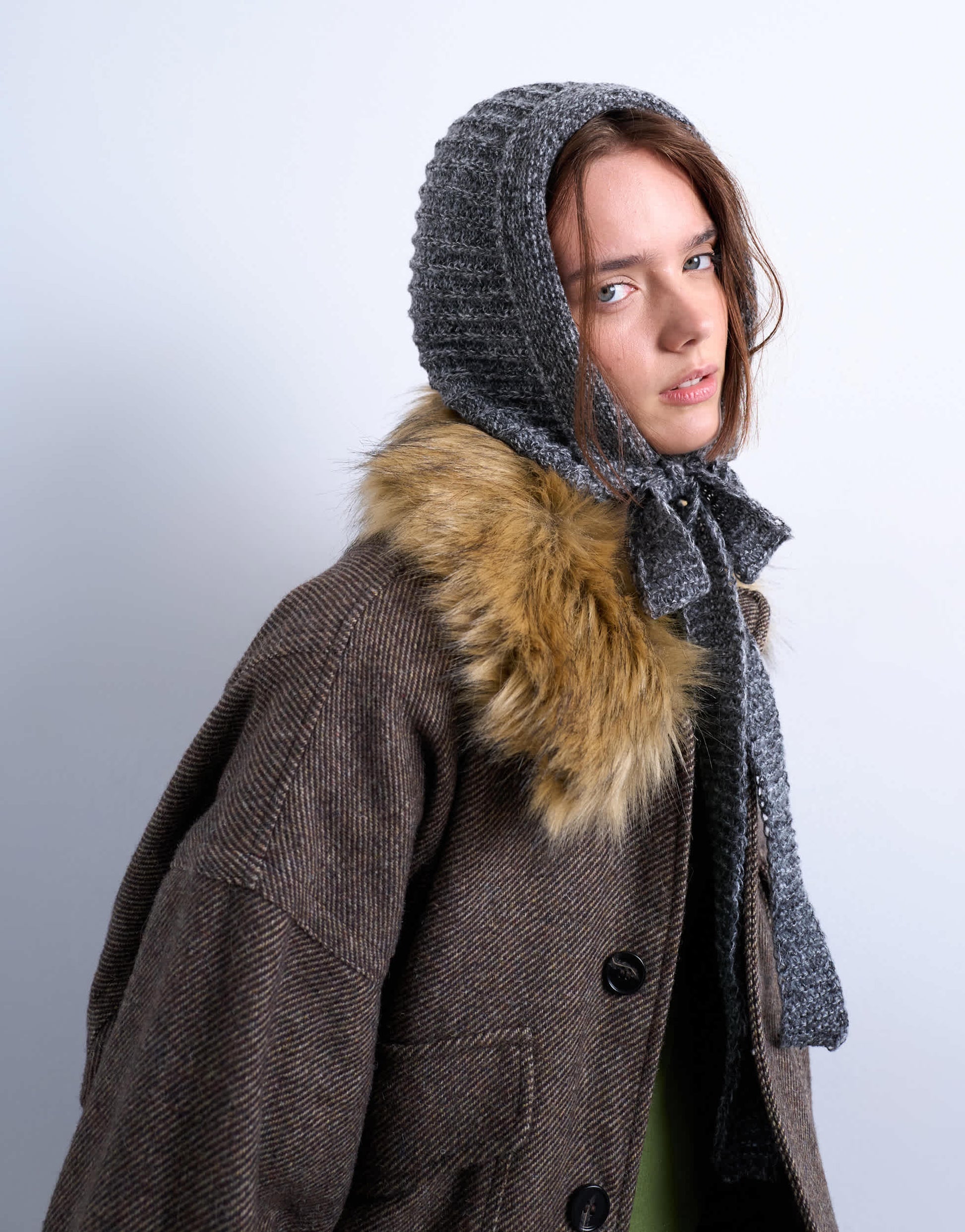 Topshop Bella tie hood in grey