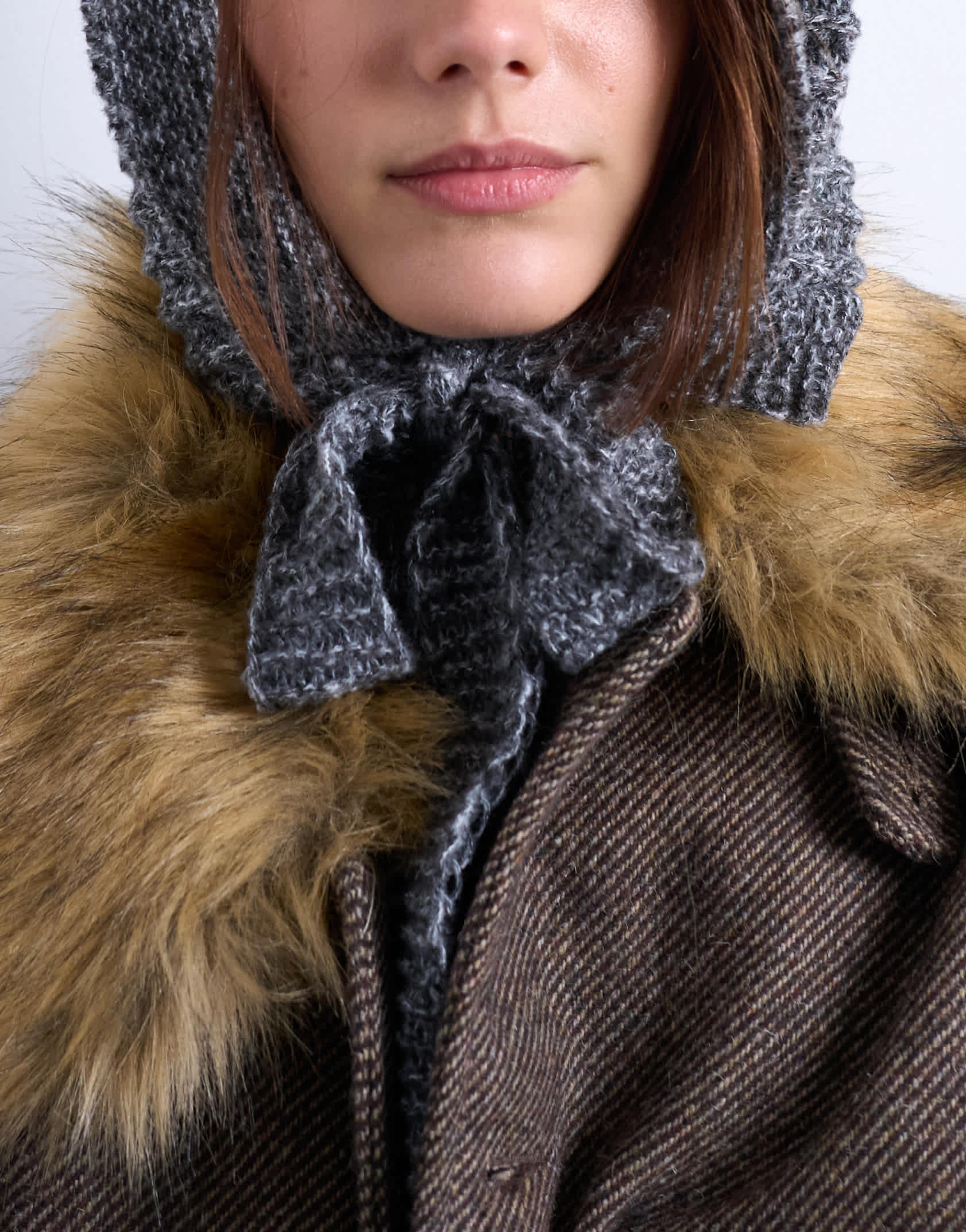 Topshop Bella tie hood in grey